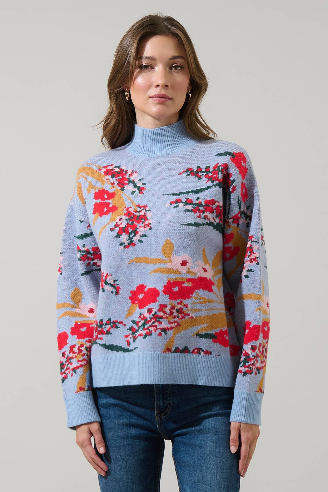 Fifi Floral Mock Neck Sweater