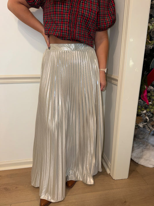 METALLIC PLEAT SKIRT