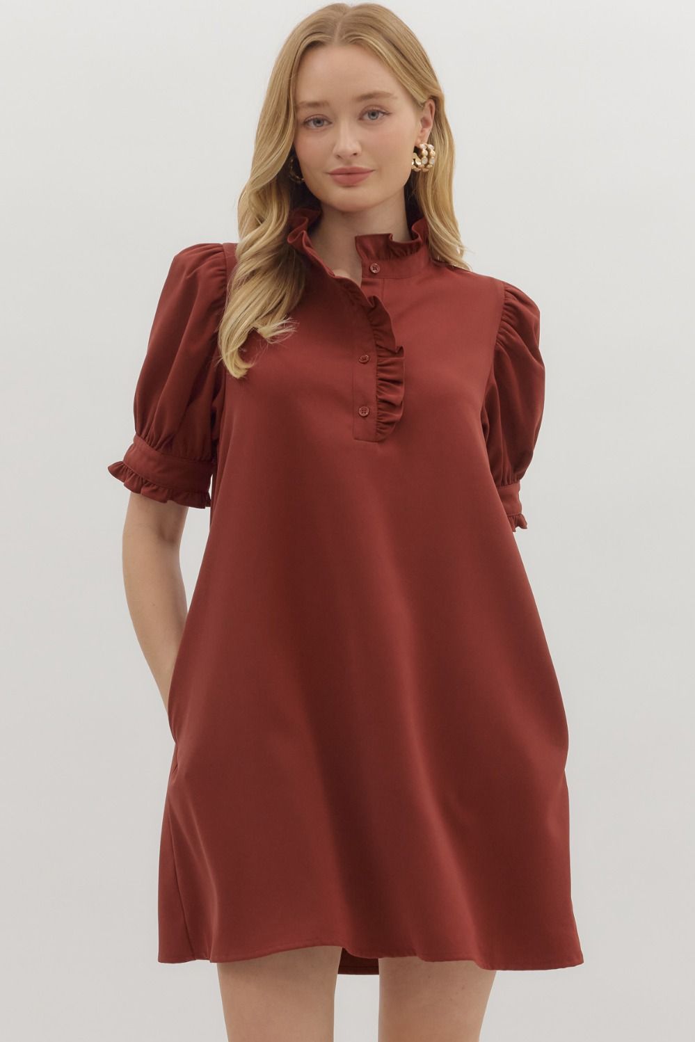 Brick mini dress