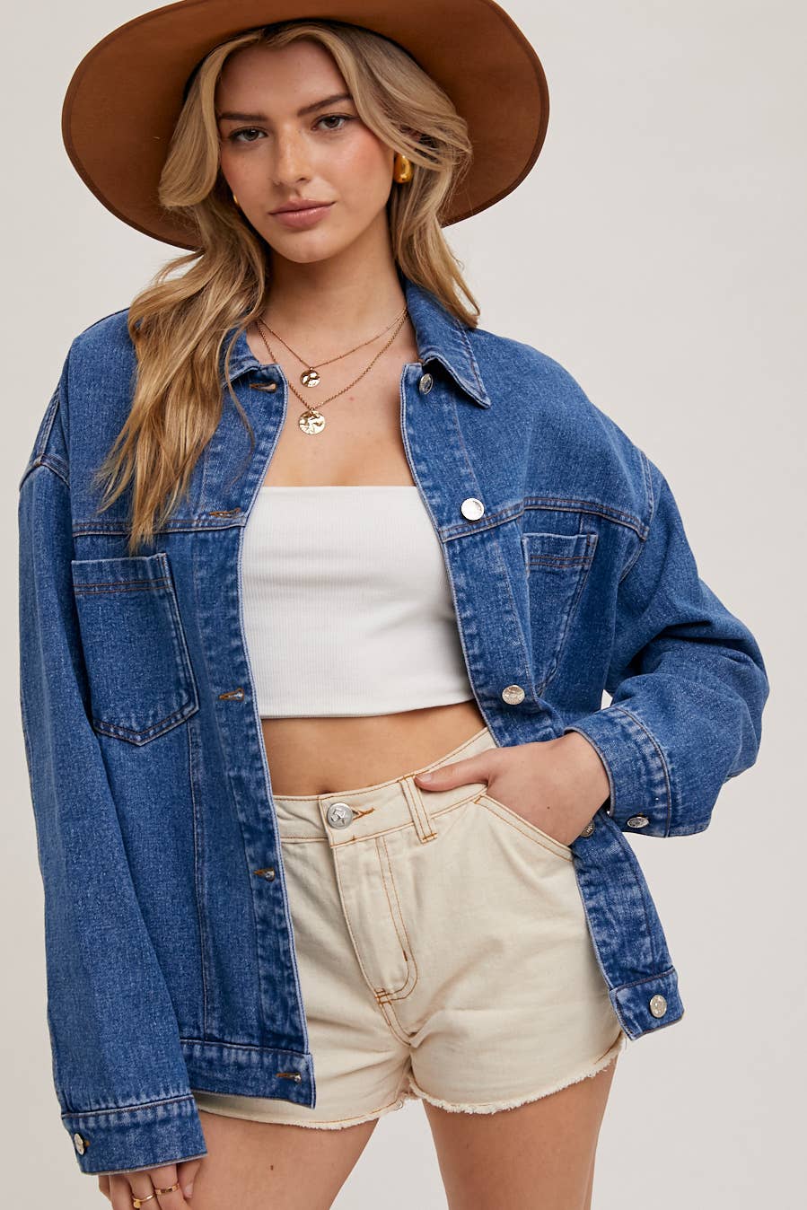 DENIM BUTTON DOWN OVERSIZED JACKET