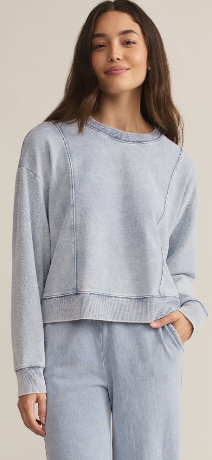 Lax Knit Denim Sweatshirt Washed Indigo  - Z Supply
