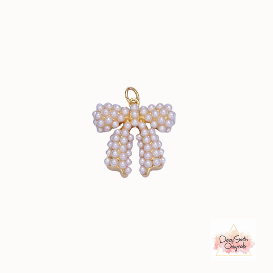 Petite Pearl Bow Charm ~ Gold Filled