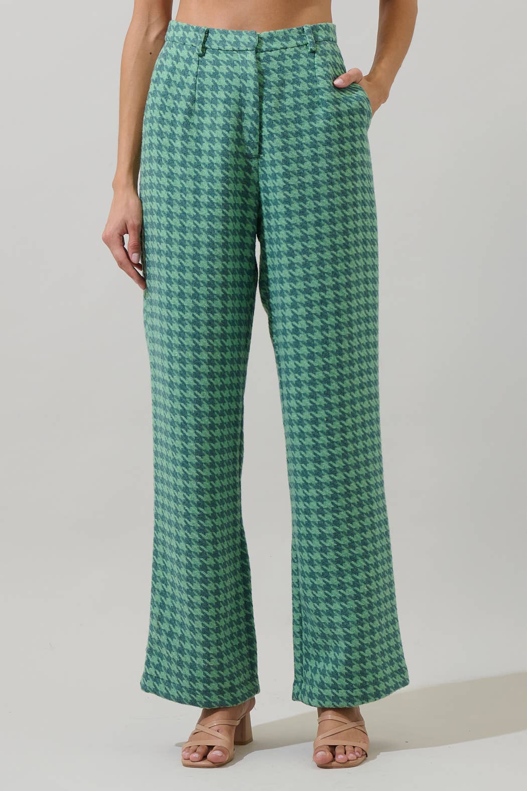 Levana Houndstooth Noemy Pleated Pants