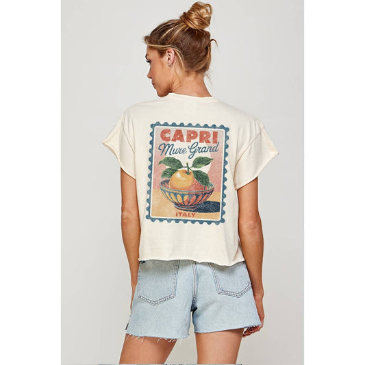 CAPRI ITALY VINTAGE  GRAPHIC  VINTAGE GRAPHIC CROP TOP