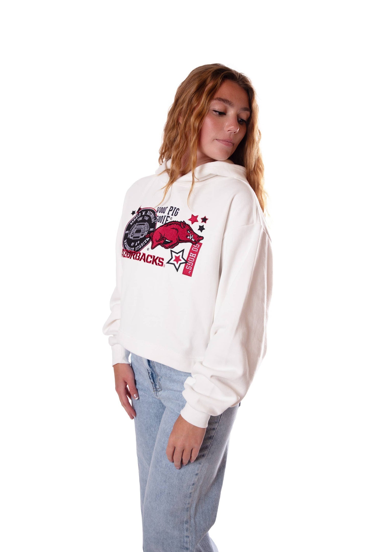 Arkansas Layer Patch Luxe Crop Hoodie