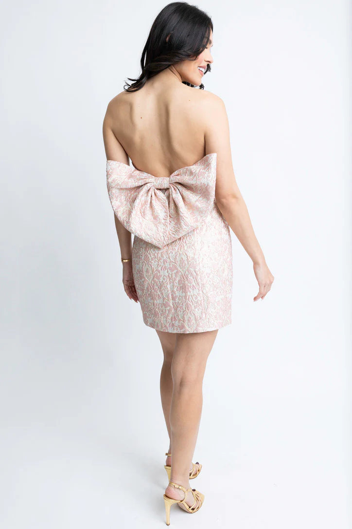 Karlie jacquard Bustier Bow Back Dress