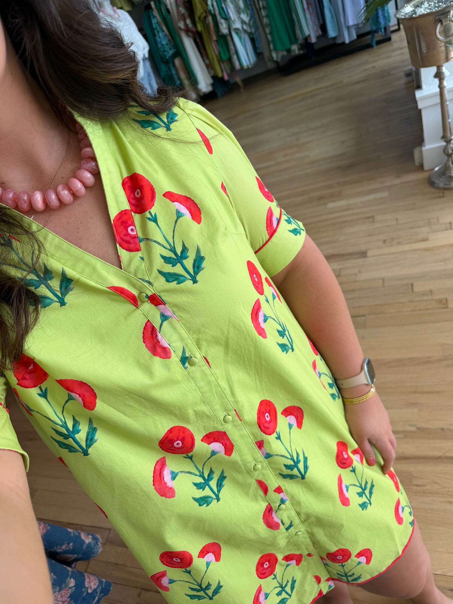 Chartreuse mini dress