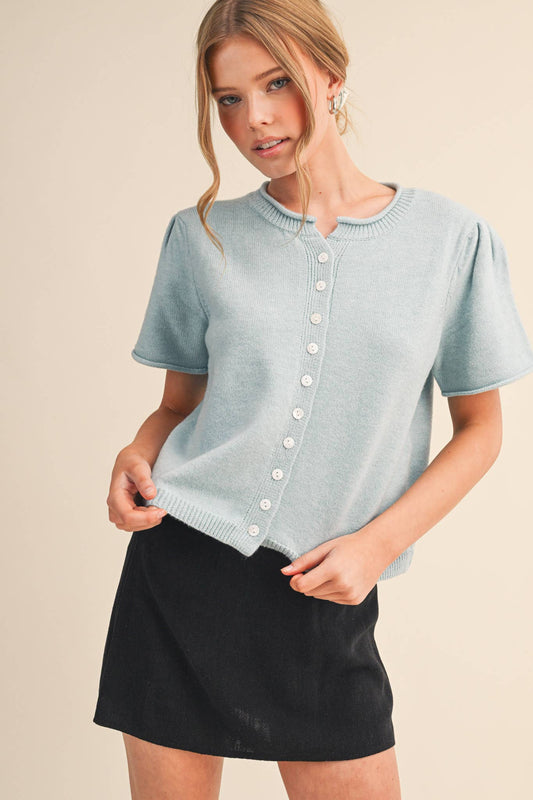 SHORT SLEEVE SWEATER CARDIGAN (multiple colors)