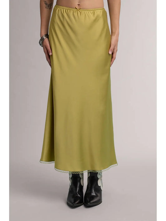Satin Midi Skirt w/trim (3 colors)