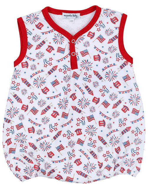 Red, White Blue! Red Printed Front Snap S/Less Bubble