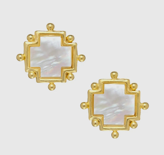 Mother of Pearl Cross Earring - Susan Shaw