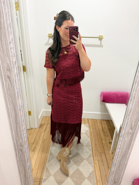 Crochet lace fringe set