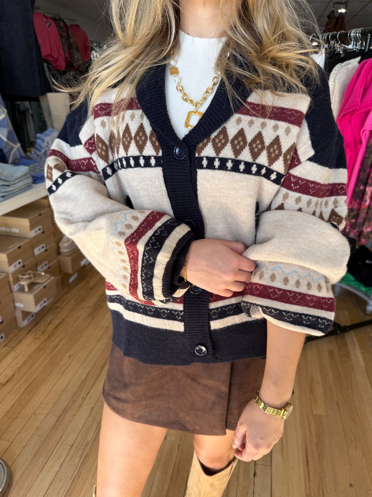 horse button up cardigan