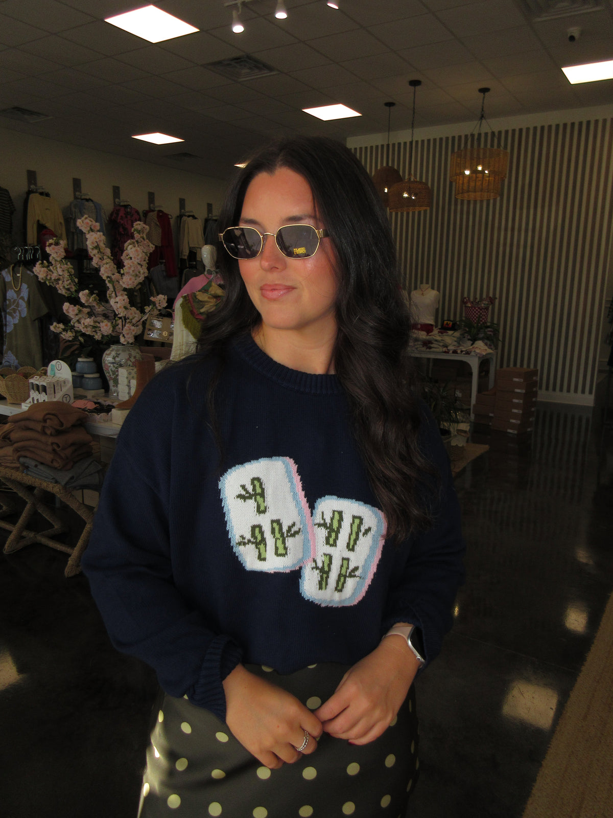 Mahjong tile navy sweater