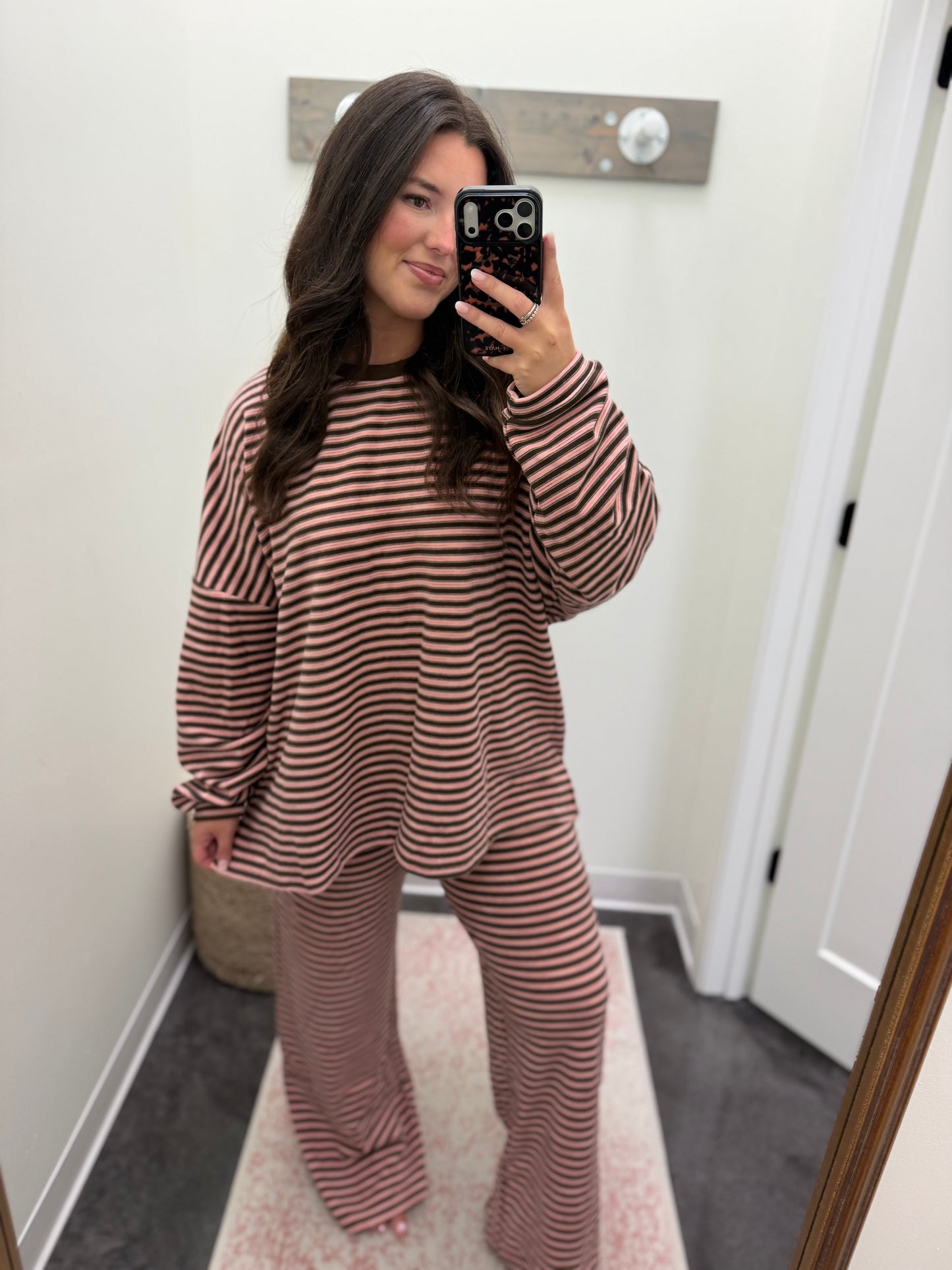 Pink striped pant set