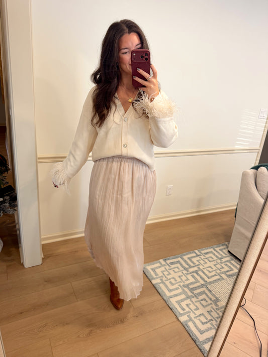 Feather BUTTON FRONT SWEATER - ivory