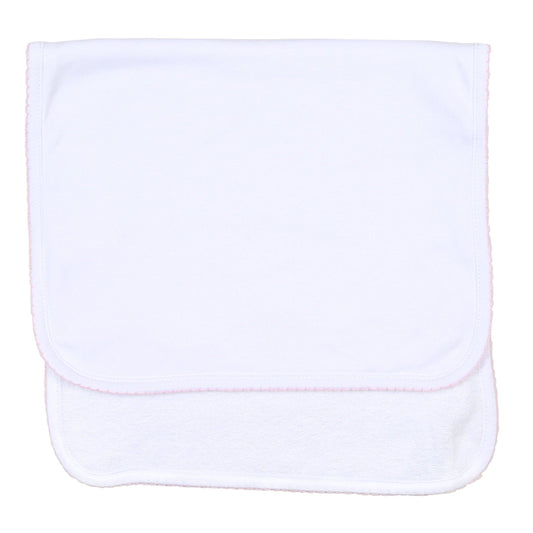 Solid Essentials White Pink Burp Cloth