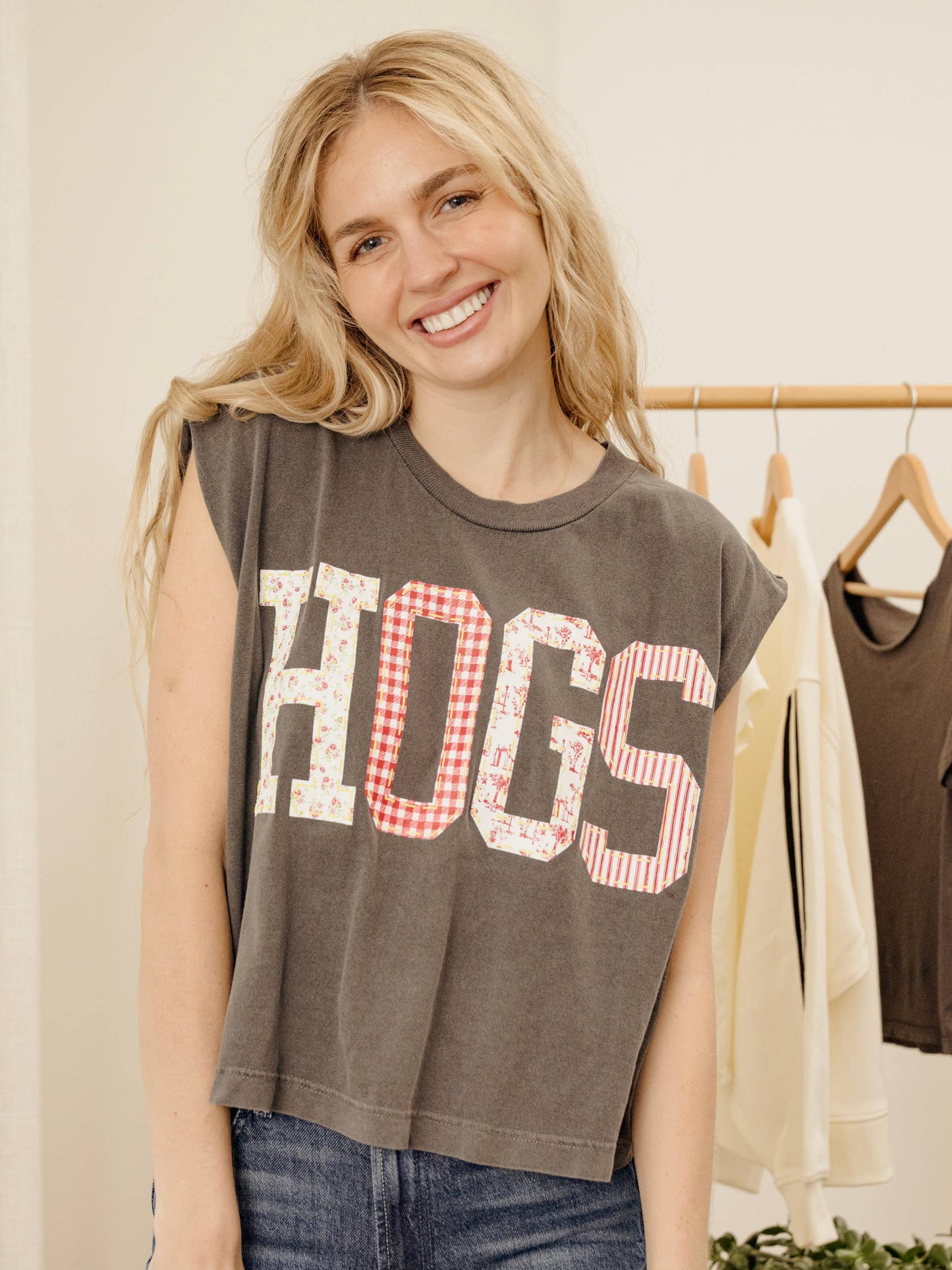 Arkansas Razorbacks Hogs Quilted Puff Ink Smoke Tank