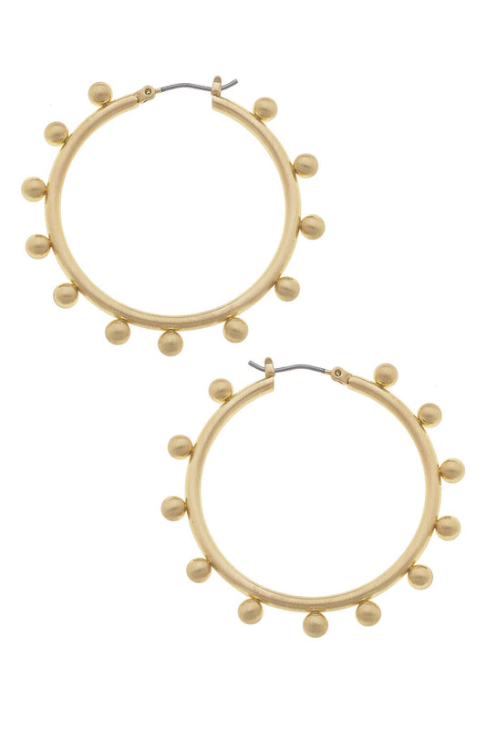 Katie Studded Satin Metal Statement Hoop Earrings
