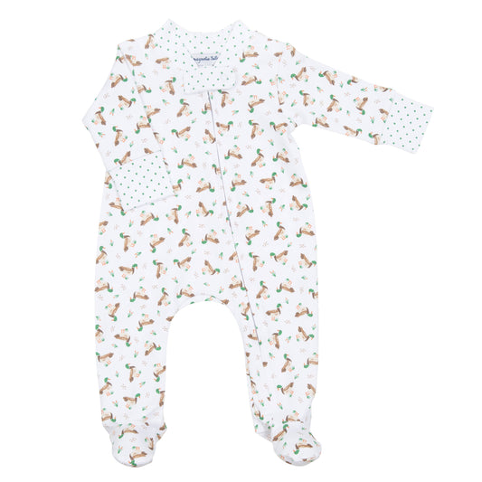 Mallard Pond Print Zip Footie