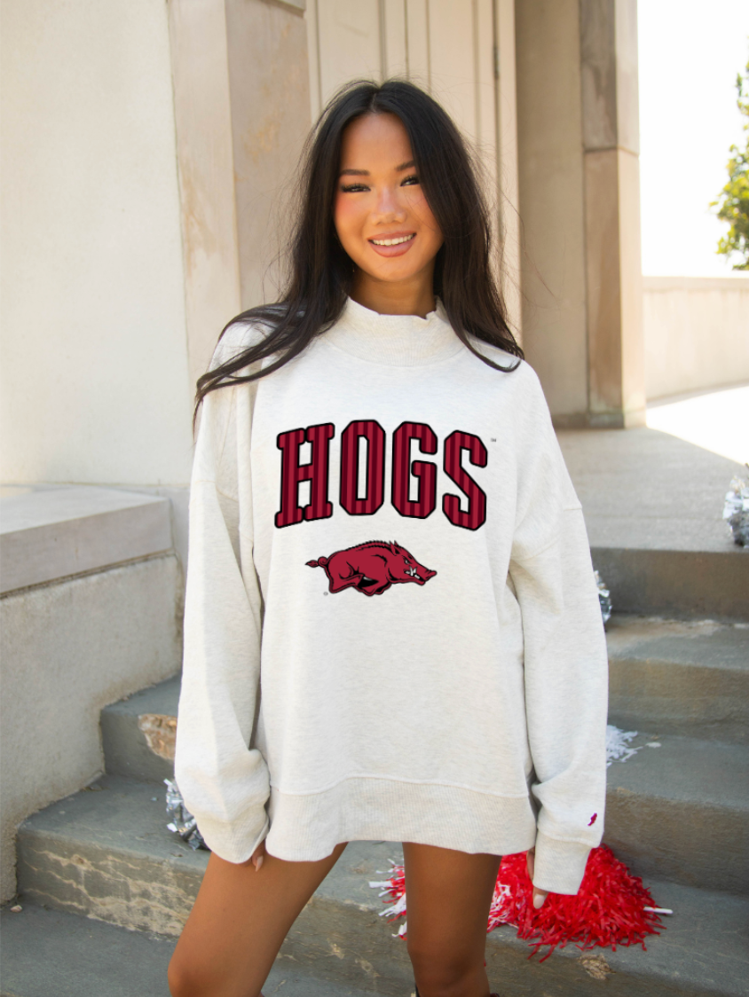 ARKANSAS HOGS STRIPED MOCKNECK