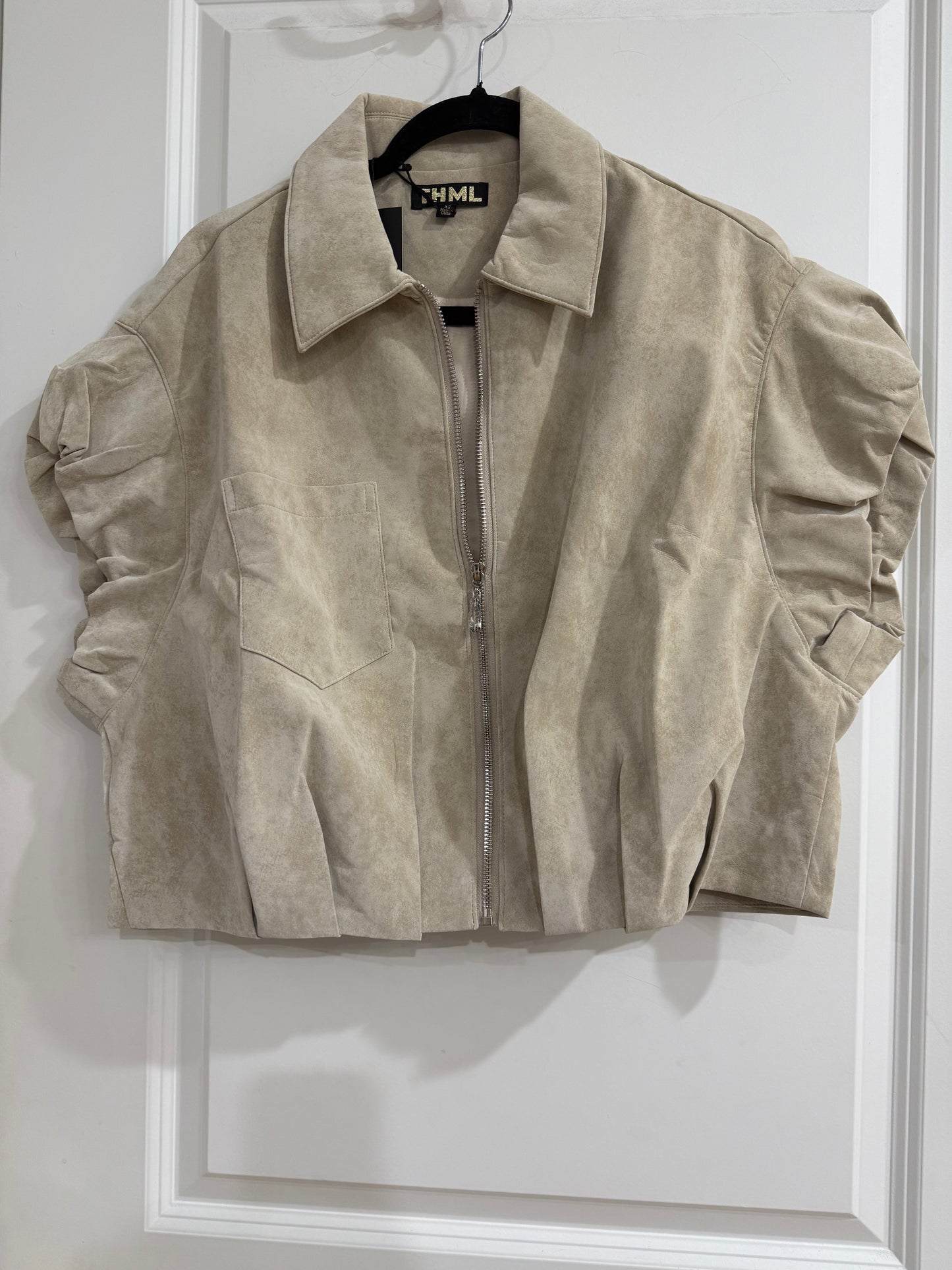 Suede zip jacket top
