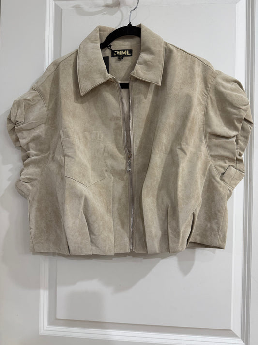 Suede zip jacket top