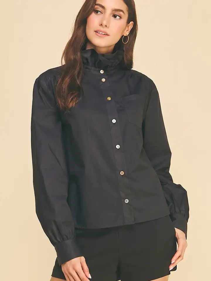 Ruffled button down shirt (2 colors)