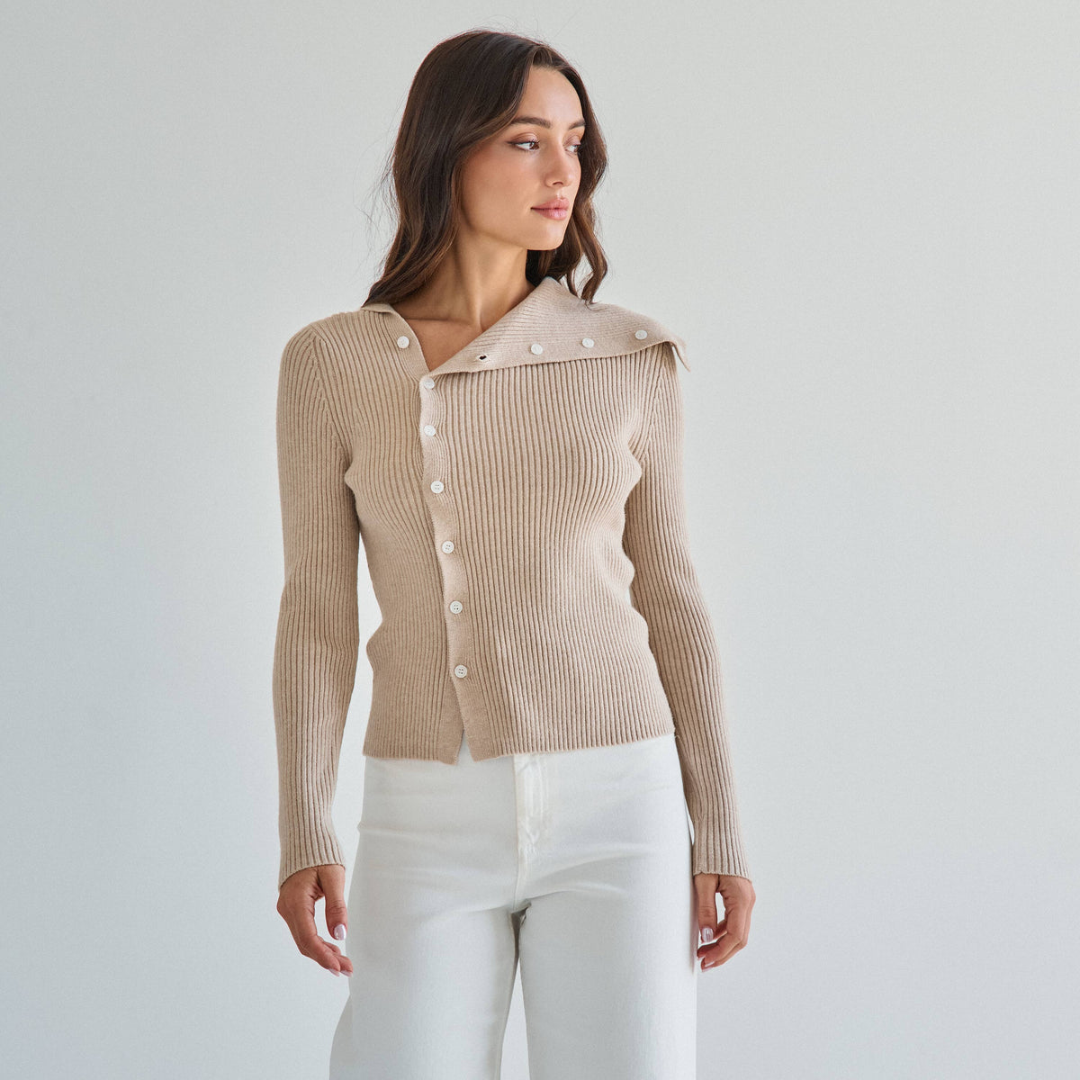 Asymmetrical button sweater