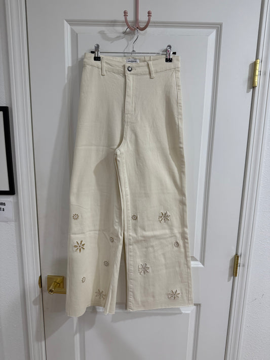 Eyelet Wide Leg Pant