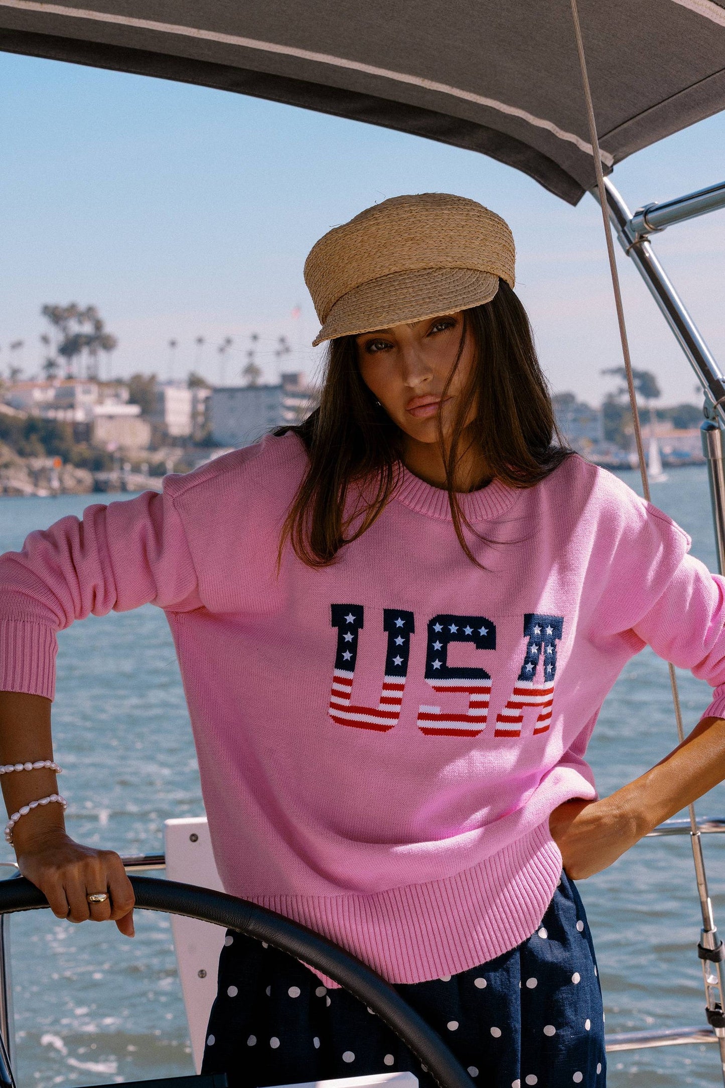 Callie Sweater Prism Pink Americana - Beach Riot