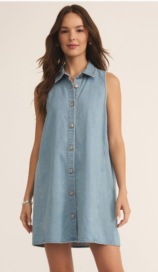 New Day Twill Mini Dress Light Vintage Indigo - Z Supply