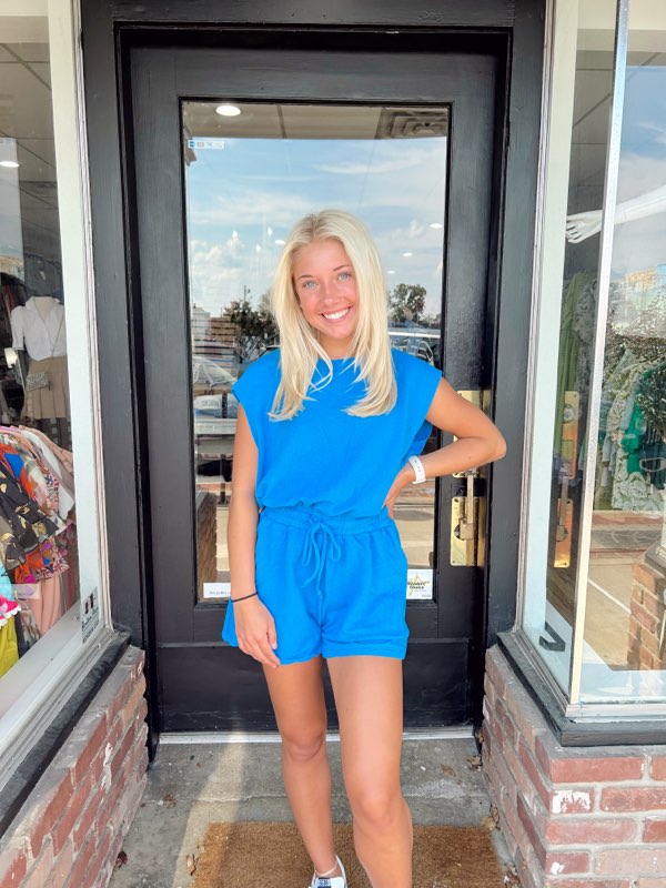 Blue Solid Romper