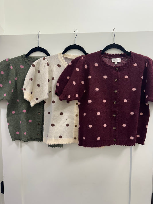 tara polka dot sweater top (3 colors)