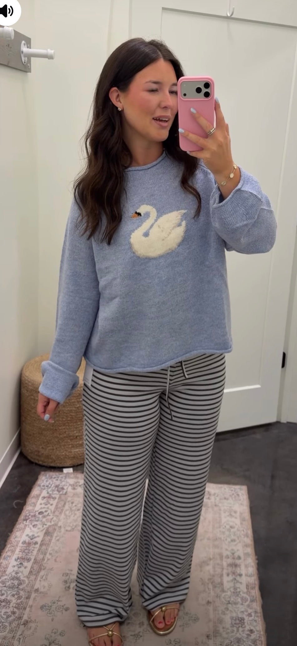 Dusty blue swan sweater