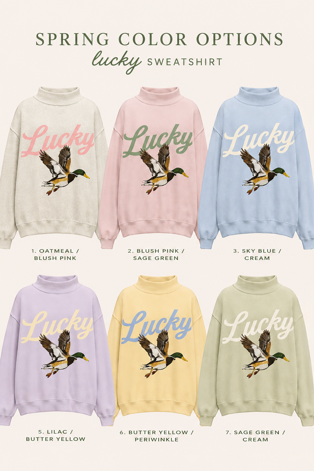 'Lucky & Mallard' Mock-Neck Sweatshirt