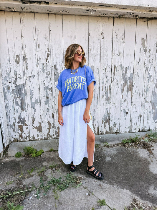 Favorite parent graphic tee - blue/ yellow