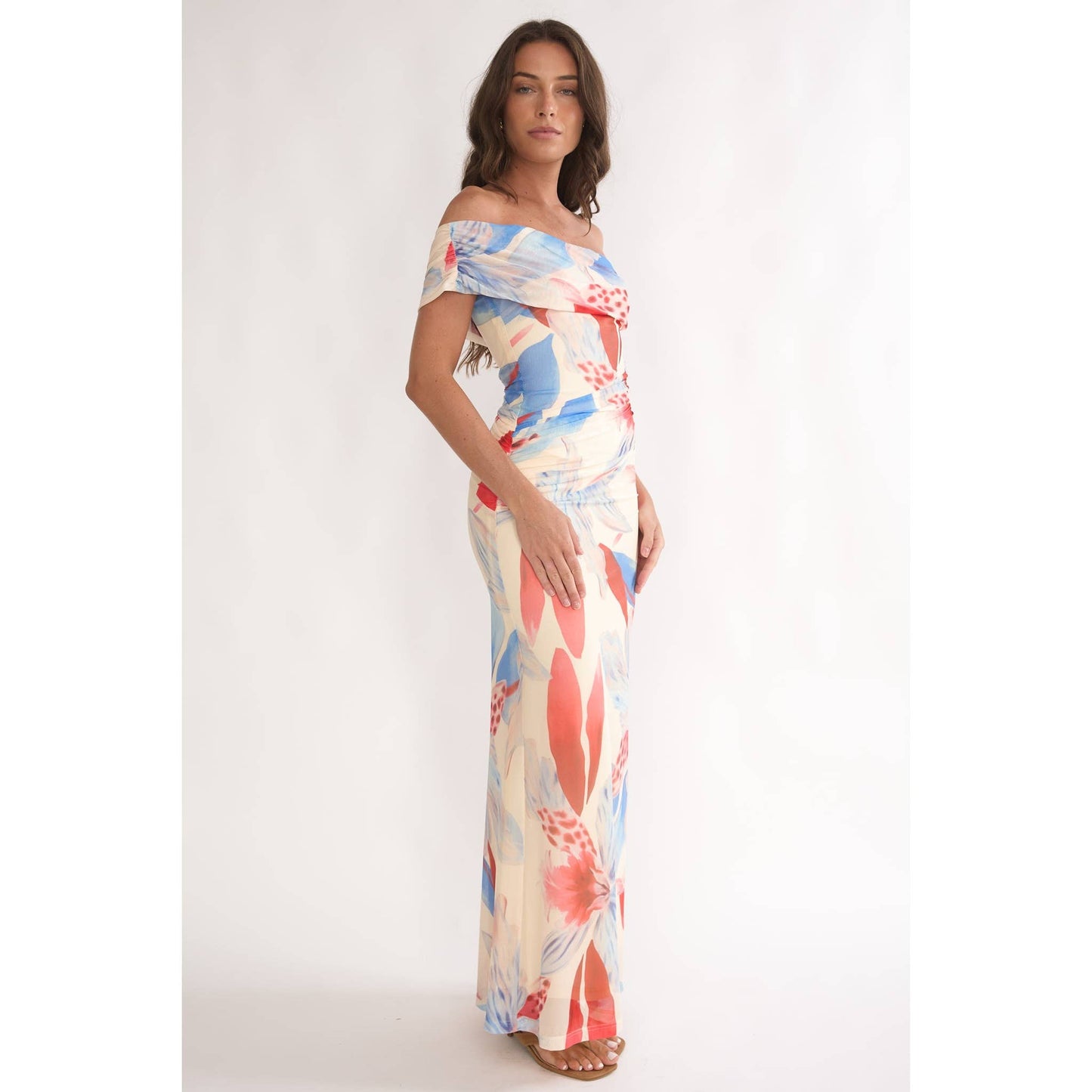 FLORAL OFF SHOULDER MAXI DRESS