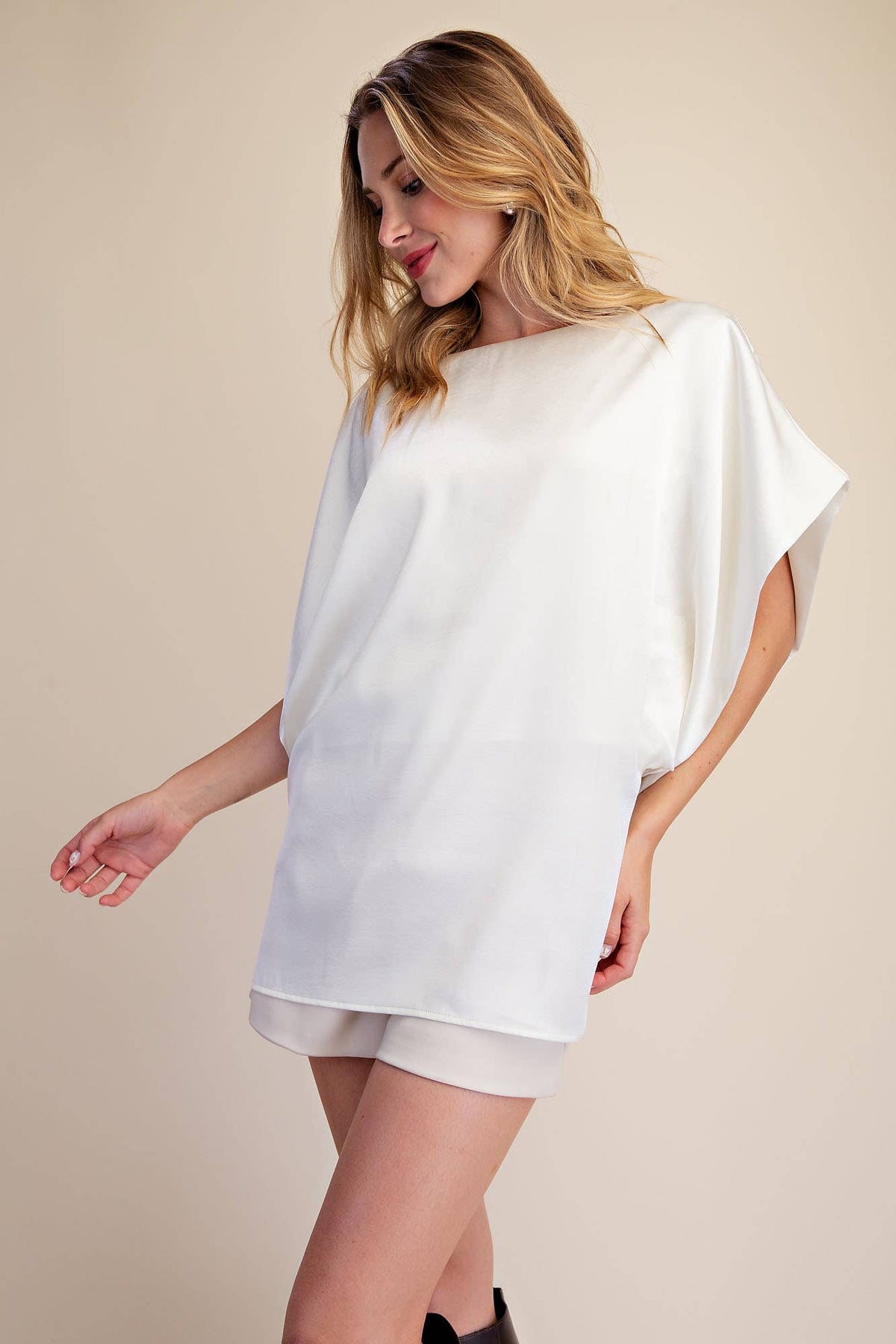Drop Shoulder Flowy Wide Sleeve Oversized Top