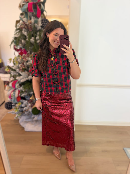 Red Wine Sequin Maxi skirt