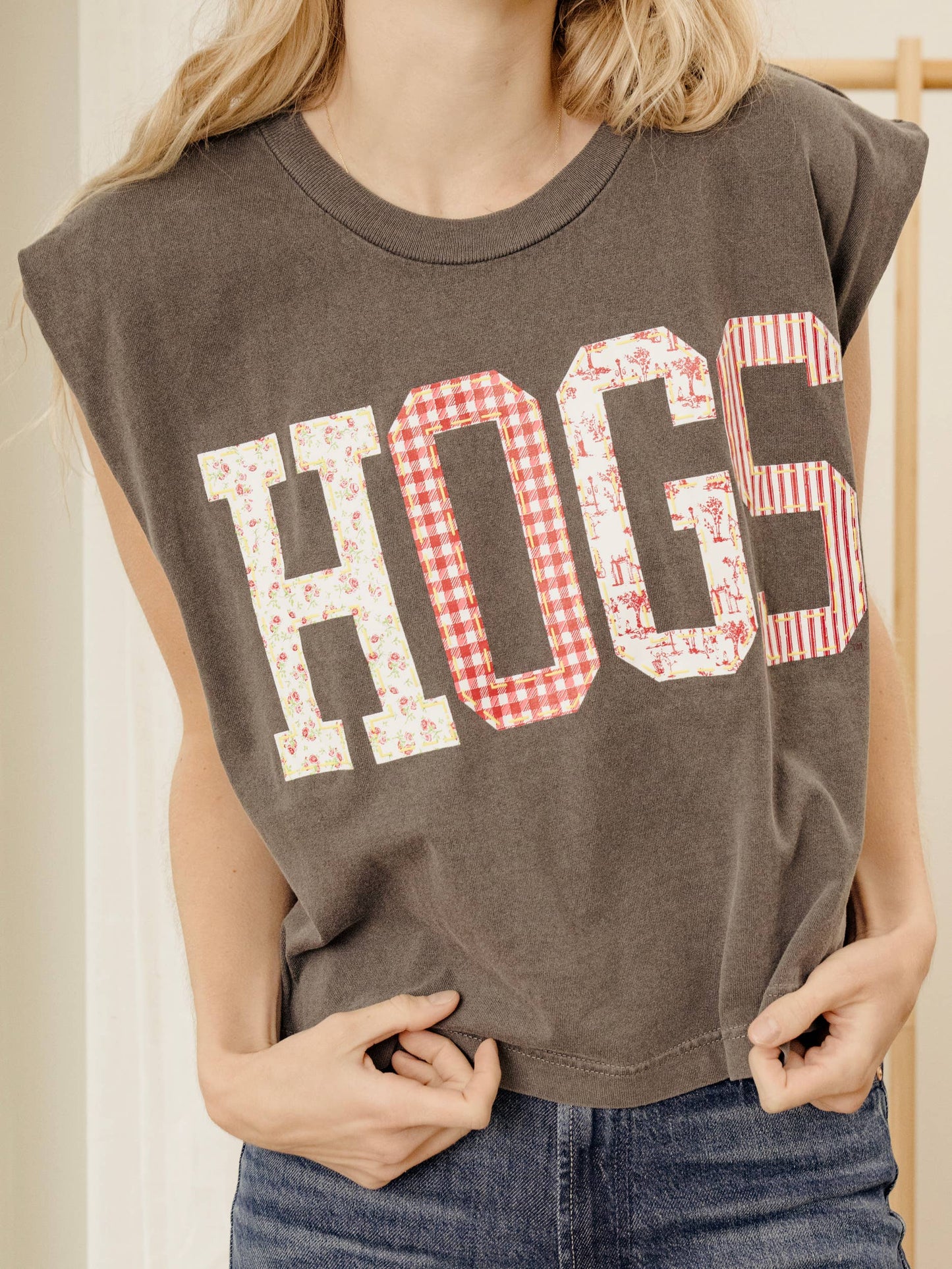 Arkansas Razorbacks Hogs Quilted Puff Ink Smoke Tank