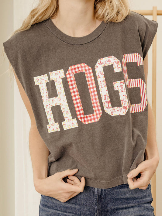 Arkansas Razorbacks Hogs Quilted Puff Ink Smoke Tank