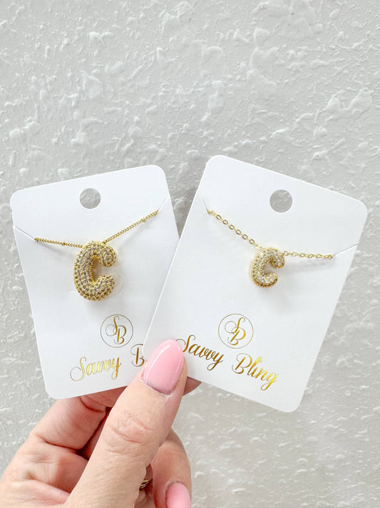 Medium 0.75” Initial CZ Balloon Bubble Necklace