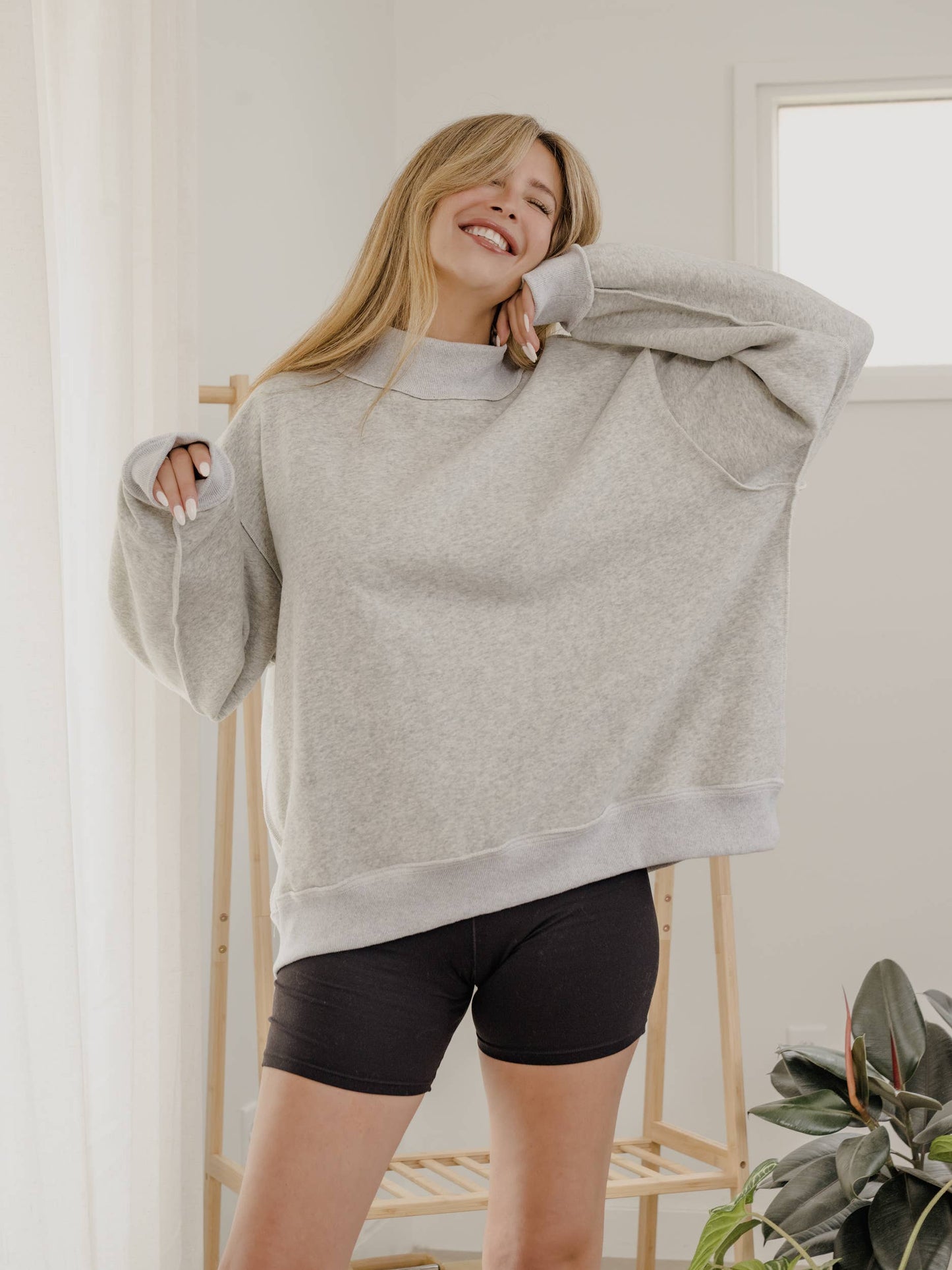 Merry Tall Boy Holiday Gray Reversible Mock Neck Sweatshirt