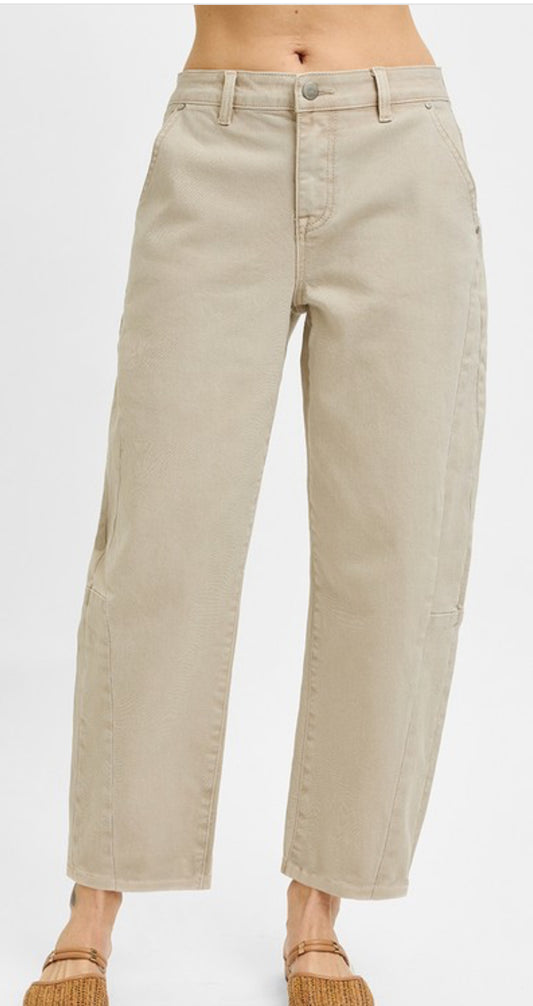 High Rise Relaxed Barrell-almond