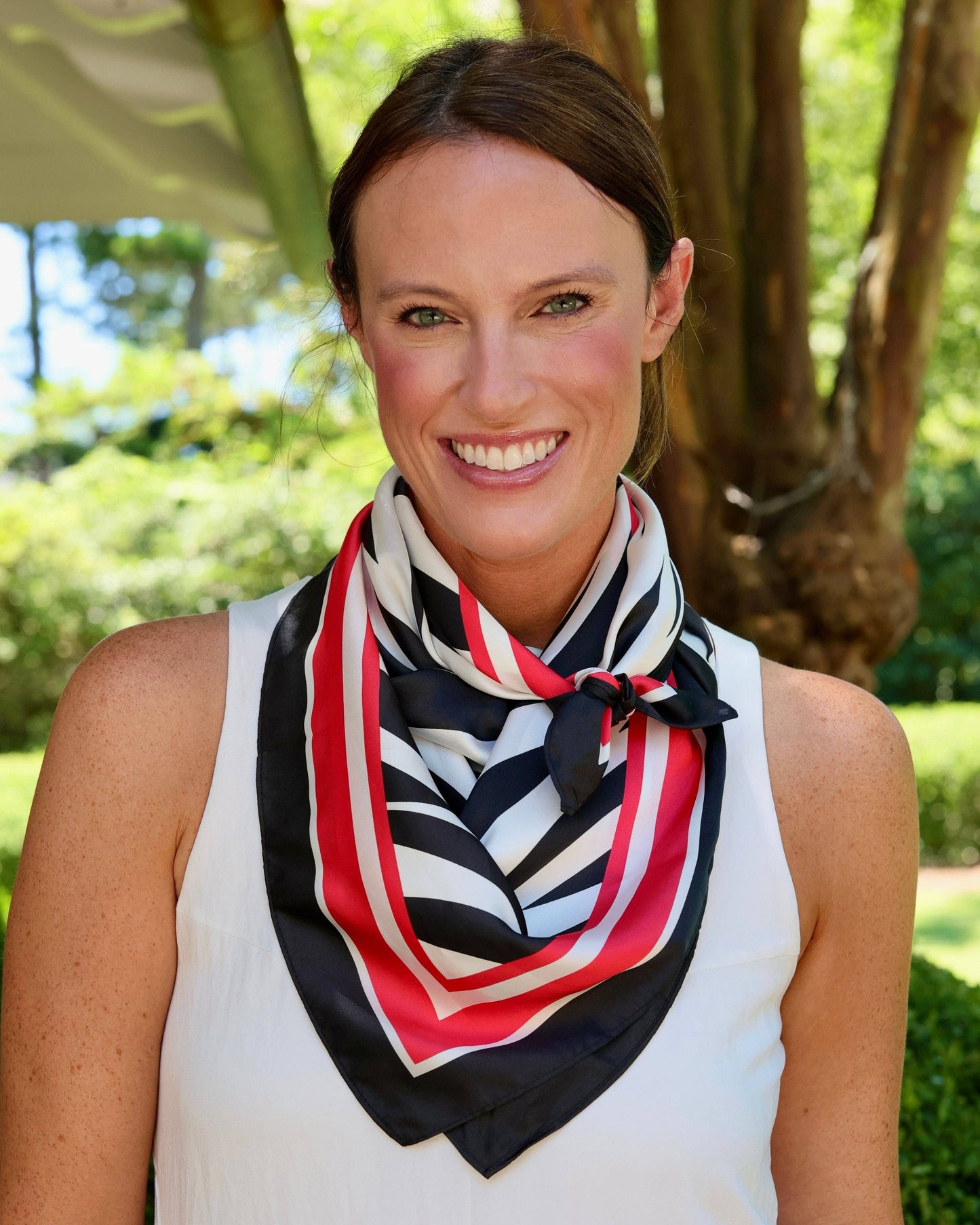 Harper Striped Scarf Large Red Black