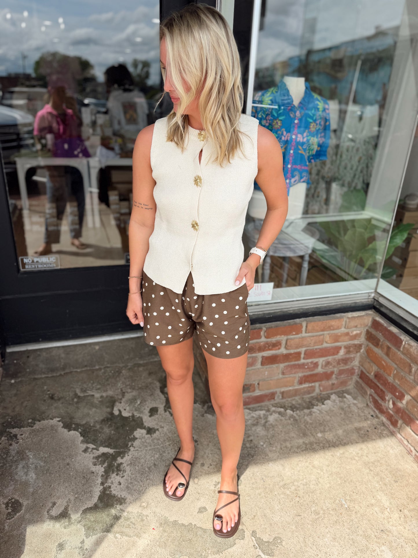 brown polka dot shorts