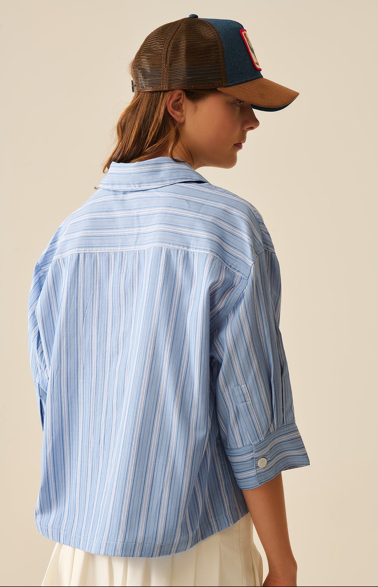 Relaxed fit Cropped Striped Shirt