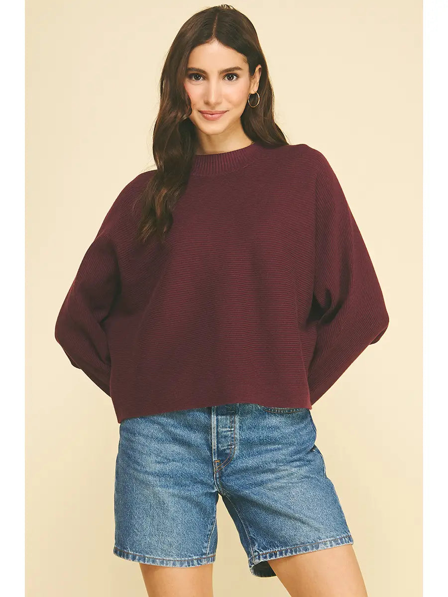 Dolman sleeve sweater top (4 colors)