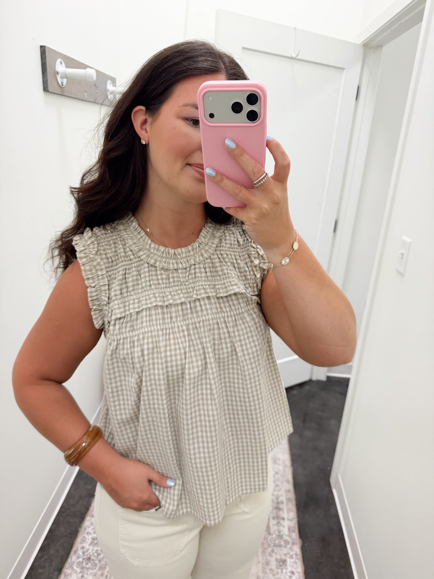 Gingham Ruffle Blouse (2 colors)
